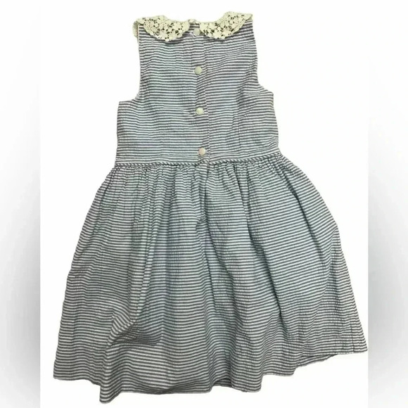 Girls Polo Ralph Lauren Formal Blue Seersucker Spring Or Summer Dress Size 4 - Picture 2 of 6